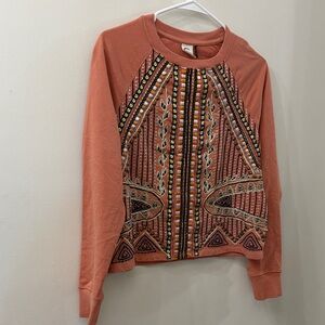 Anthropologie Akemi Kin women’s NWT Embroidered Coral Women's Top - XS